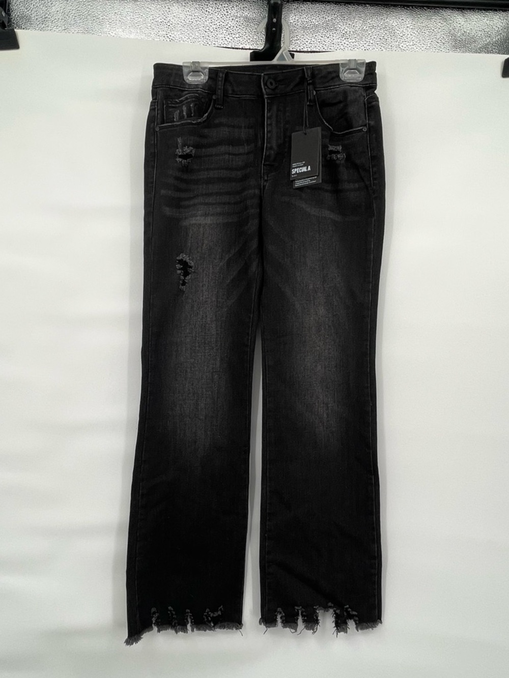 Special A NWT black denim distressed straight leg bootcut jeans